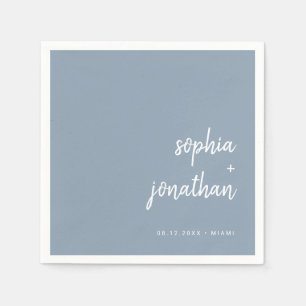 Modern Minimalist Script   Dusty Blue Wedding Napkin