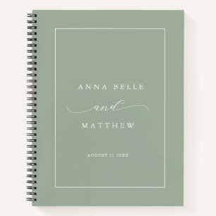 Modern Minimalist Script Dusty Green Wedding Guest Notebook