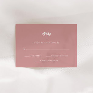 Modern Minimalist Script   Dusty Rose Wedding RSVP Card