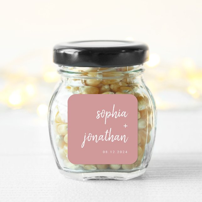 Modern Minimalist Script Dusty Rose | Wedding Square Sticker (Creator Uploaded)
