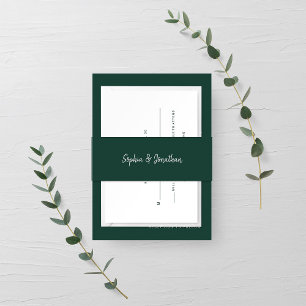 Modern Minimalist Script   Emerald Green Wedding Invitation Belly Band