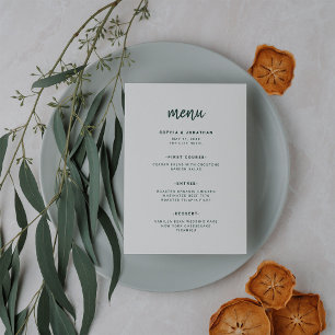 Modern Minimalist Script   Emerald Green Wedding Menu