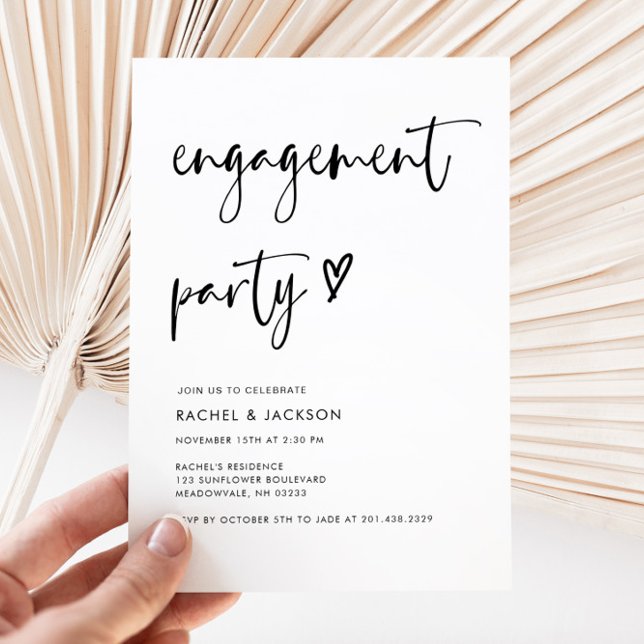 Modern Minimalist Script Engagement Party  Invitation (Creator Uploaded)