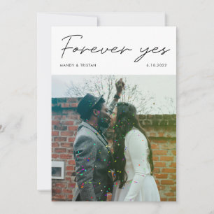 Modern Minimalist Script Forever Yes Elopement  Announcement