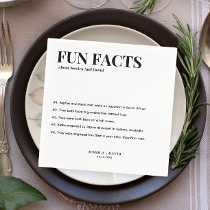 Modern Minimalist Script Fun Facts Wedding  Napkin