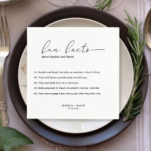Modern Minimalist Script Fun Facts Wedding  Napkin