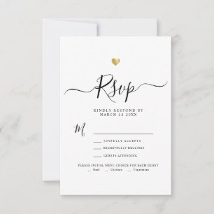 Modern Minimalist Script Gold Wedding RSVP