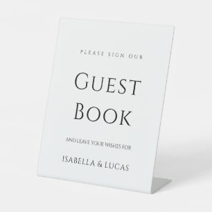 Modern Minimalist Script Guestbook Pedestal Sign
