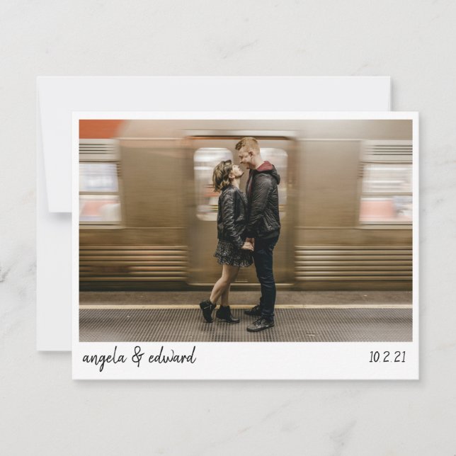 Modern Minimalist Script Handwriting Wedding Save The Date (Front)