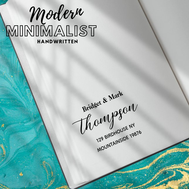 Modern Minimalist Script Handwritten Name Address Rubber Stamp (Modern Minimalist Script Handwritten Name Address Rubber Stamp)