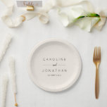 Modern Minimalist Script Ivory Custom Wedding Paper Plate<br><div class="desc">Modern Minimalist Script Ivory and Black Custom Wedding Paper Plates</div>