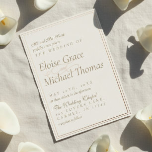 Modern Minimalist Script Ivory Linen Wedding