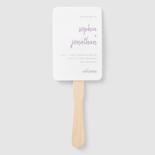 Modern Minimalist Script Lavender   Wedding Hand Fan