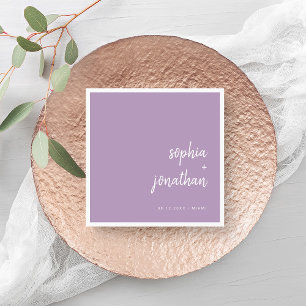 Modern Minimalist Script Lavender Wedding Napkin