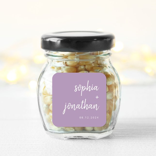 Modern Minimalist Script Lavender | Wedding Square Sticker (Creator Uploaded)