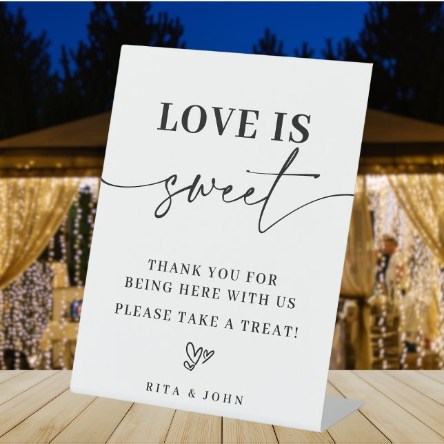 Modern Minimalist Script Love Is Sweet Favour Sign (Creator Uploaded)