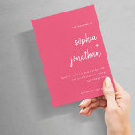Modern Minimalist Script | Magenta Red Wedding Invitation<br><div class="desc">These elegant,  minimalist wedding invitations feature white modern script typography and clean,  sans serif text for a simple and stylish magenta red design you will love.</div>