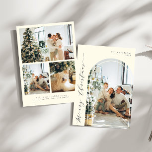 Modern Minimalist Script Merry Christmas Photo Holiday Card