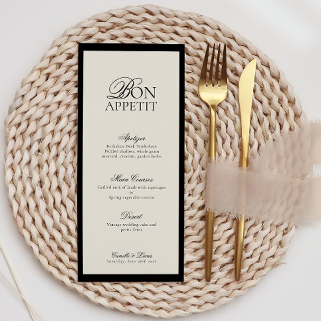 Modern Minimalist Script Monogram Wedding Menu (Creator Uploaded)