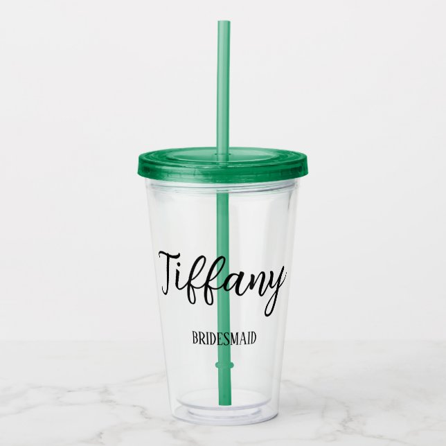 Modern Minimalist Script Name Bachelorette Favours Acrylic Tumbler (Front)