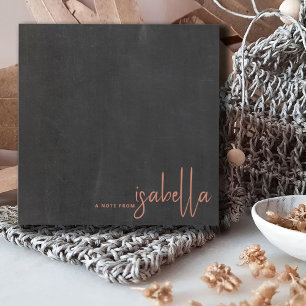 Modern Minimalist Script Name Note From Chalkboard Card