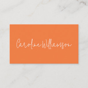 Modern Minimalist Script Name Orange Unique Business Card