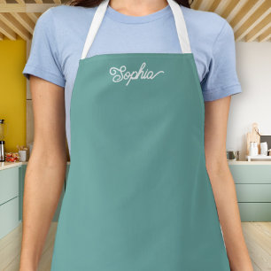 Modern Minimalist Script Name Stylish Teal Apron