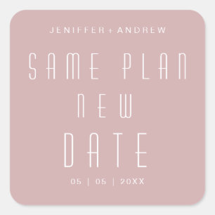 modern minimalist script new wedding date square sticker