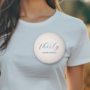 Modern Minimalist Script Pearl Milestone Birthday 7.5 Cm Round Badge