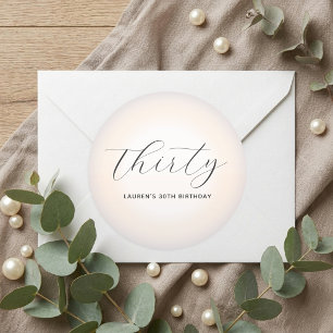 Modern Minimalist Script Pearl Milestone Birthday Classic Round Sticker