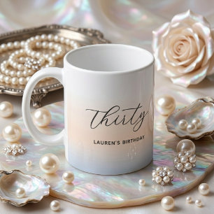 Modern Minimalist Script Pearl Milestone Birthday Coffee Mug