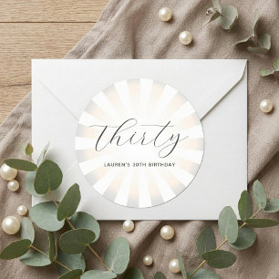 Modern Minimalist Script Pearl Sunburst Birthday Classic Round Sticker
