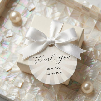 Modern Minimalist Script Pearl Sunburst Birthday Favour Tags