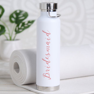 Modern Minimalist Script Personalised Bridesmaid Water Bottle