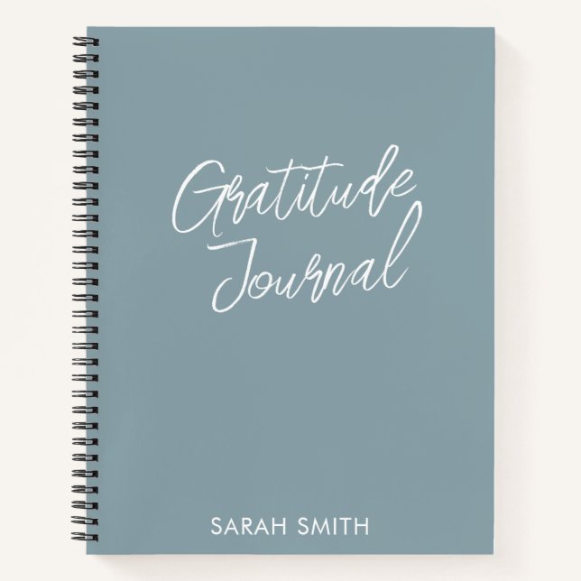 Modern Minimalist Script Personalised Gratitude Notebook (Front)