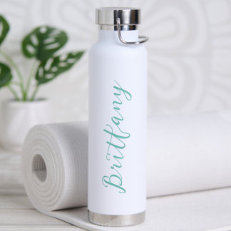 Modern Minimalist Script Personalised Water Bottle