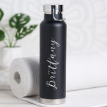 Modern Minimalist Script Personalised Water Bottle<br><div class="desc">Give a friend this practical Personalised Modern Minimalist Water Bottle! Perfect to bring on the go! Different colour options available.</div>