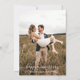 Modern Minimalist Script Photo Anniversary Card