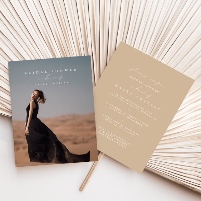 Modern Minimalist Script Photo Chic Bridal Shower Invitation (Modern Minimalist Script Photo Chic Bridal Shower Invitation)