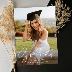 Modern Minimalist Script Photo Graduation