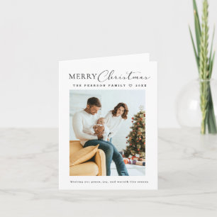 Modern Minimalist Script Photo Merry Christmas  Holiday Card