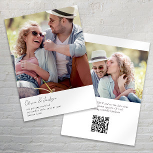 Modern Minimalist Script Photo QR Code Wedding Invitation