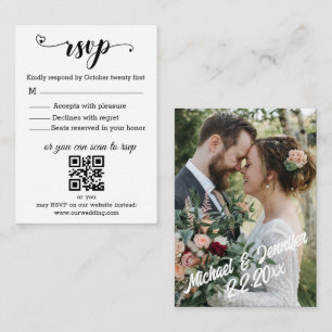 modern minimalist script photo rsvp wedding card