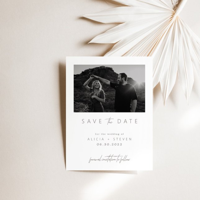 Modern Minimalist Script Photo Save the Date (Modern Minimalist Script Photo Save the Date)