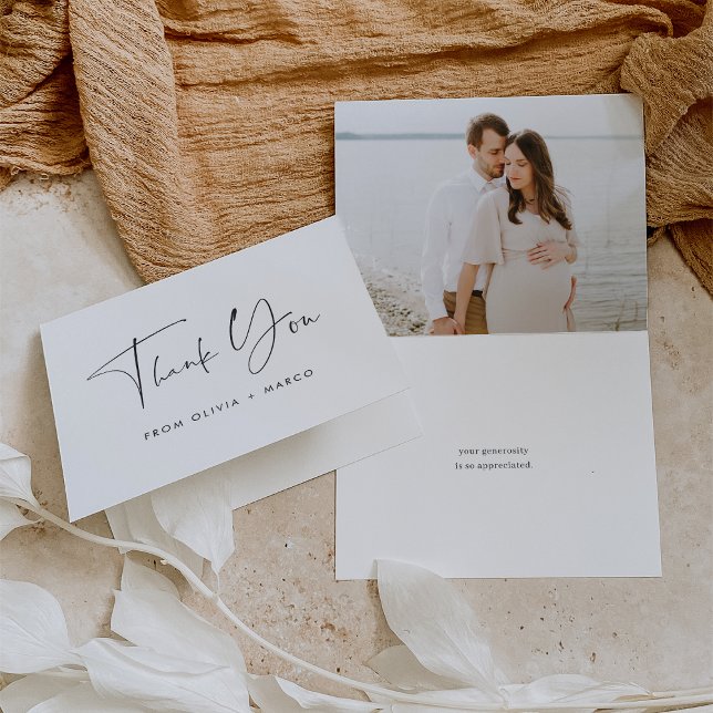 Modern Minimalist Script Photo Thank You Card (Creator Uploaded)