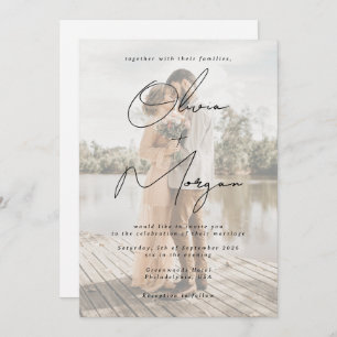 Modern Minimalist Script Photo Wedding Invitation