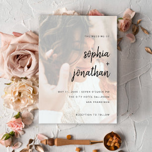 Modern Minimalist Script Photo Wedding Invitation