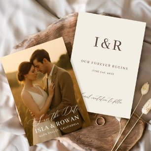Modern Minimalist Script Photo Wedding Save The Date