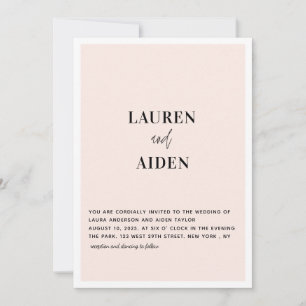 Modern Minimalist Script pink wedding Invitation