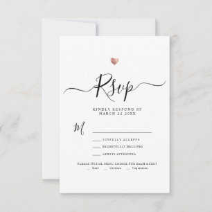 Modern Minimalist Script Rose Gold Wedding RSVP